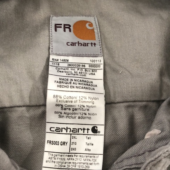 CARHARTT FR ( flame 🔥 resistant) Westex, Men’s work shirt size 2XL” Tall, - Picture 8 of 16